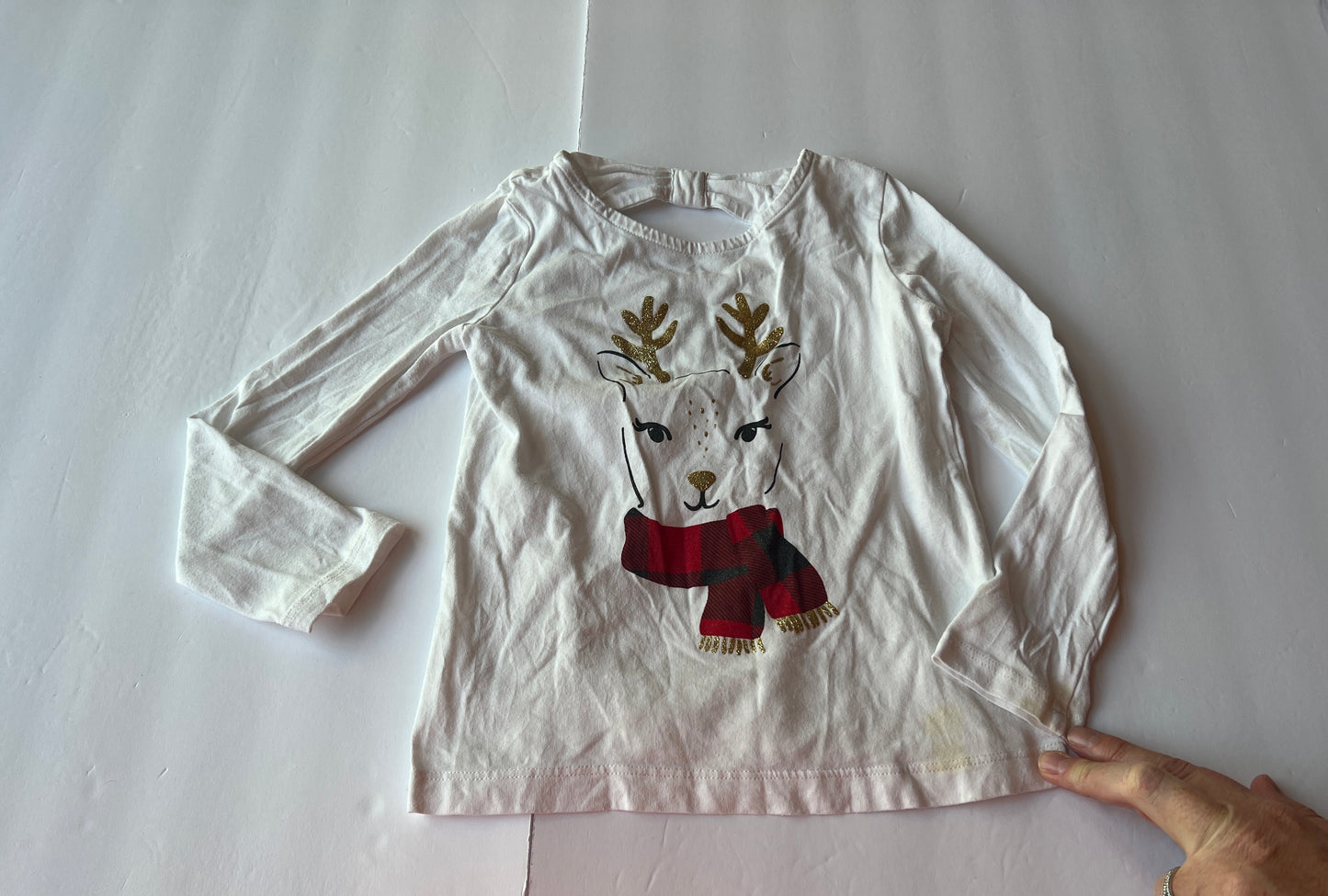 #77B Girls 4 Reindeer Holiday Set of 2 Long Sleeves - Reindeer and Rudolph