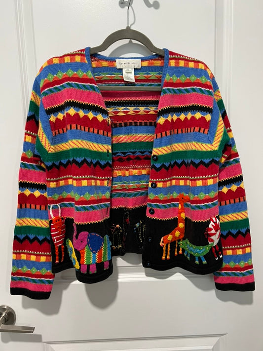 Seller #76 - Vintage Susan Bristol Cardigan Sweater Animals Safari Women Size Medium