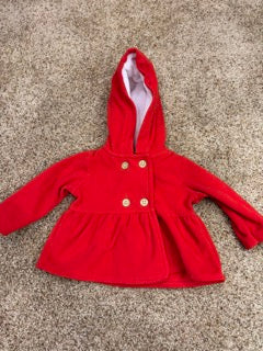 #47 girls 6mo cat and jack fleece coat, red