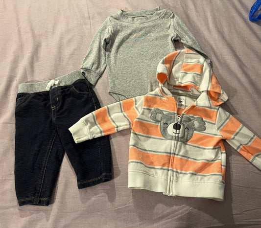 #211 REDUCED 6m Orange Stripe Koala Jacket Outfit