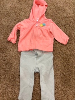 #47 girls carters jacket and baby gap pants, 6mo