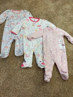 #47 girls 6mo sleepers, carters , fleece