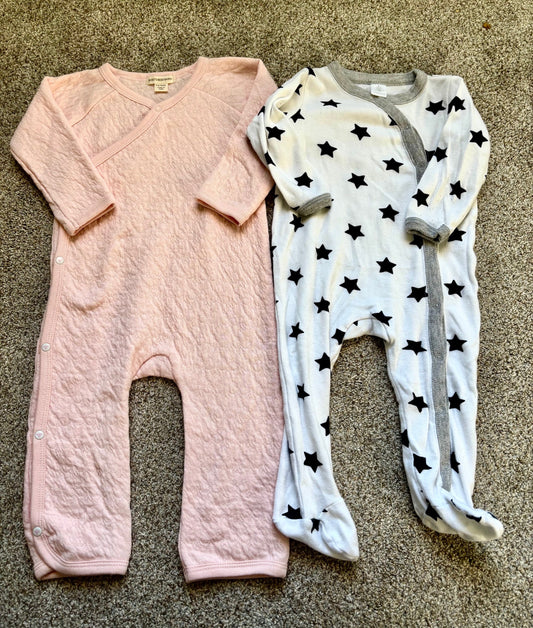 #43 Burts Bees and Nordstrom Sleepers 3 to 6m VGUC- EUC