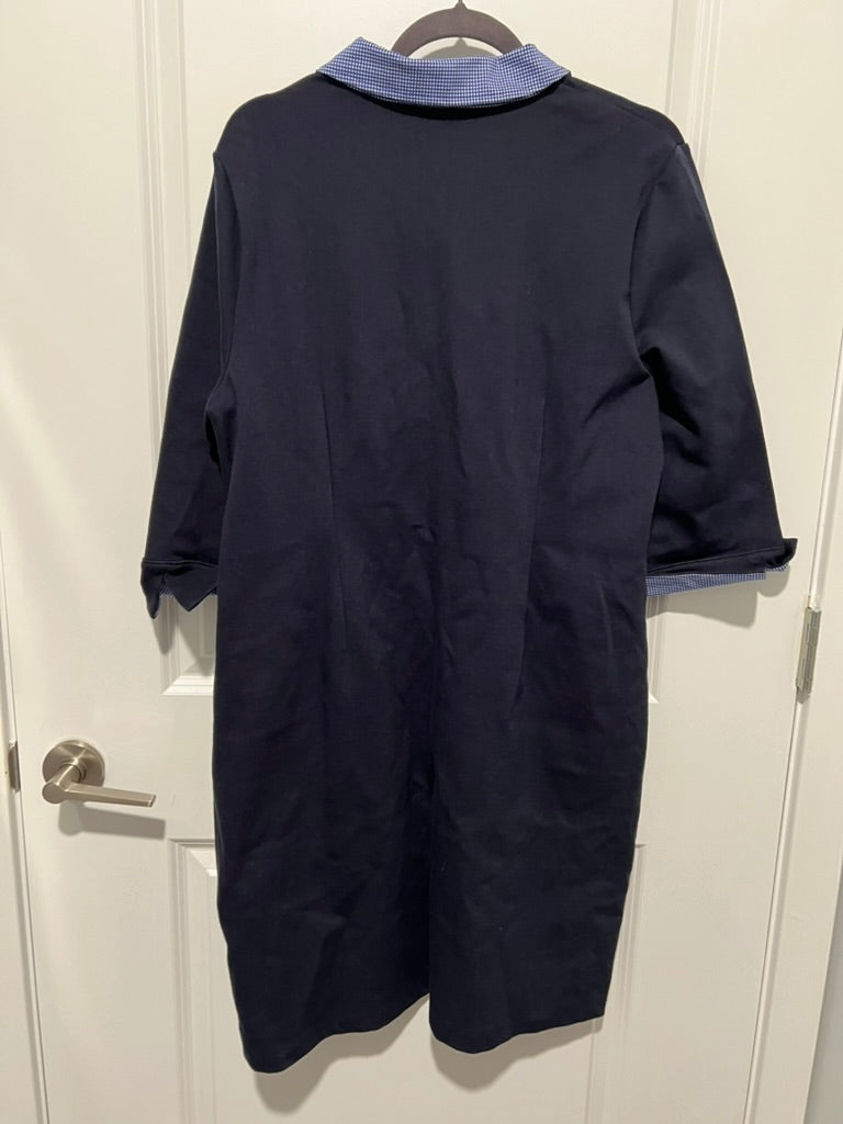 Seller #76 - Talbots Gingham Collar Preppy Polo Dress Size XL Petite Navy Gingham NWT $119