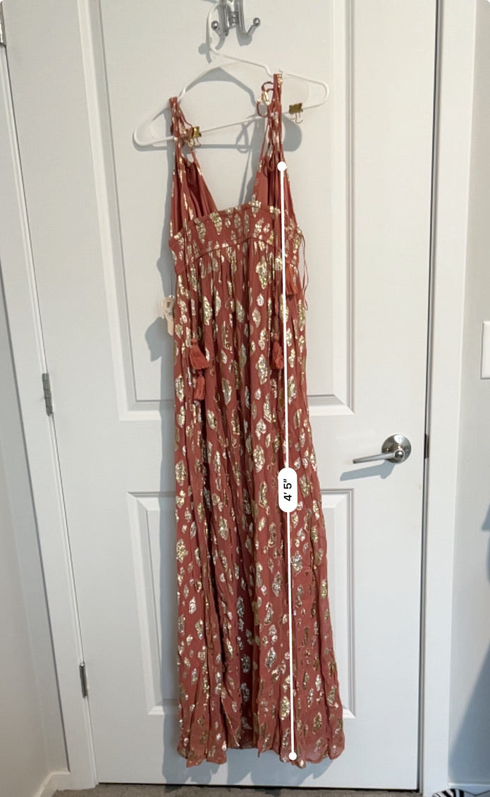Seller #76 - Altar'd State Maxi Dress Peach/Gold - NWT - Size Small