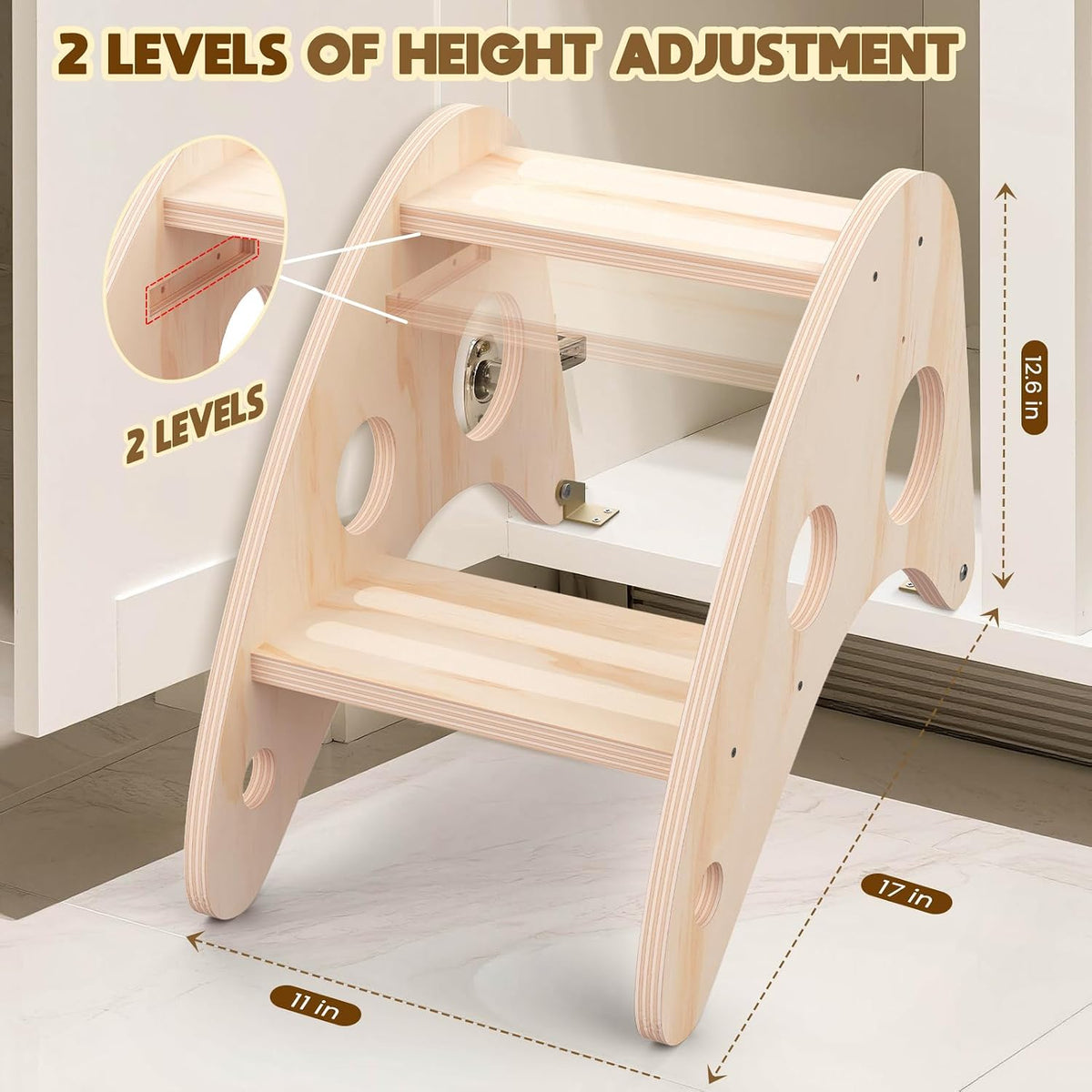 Seller 128 - Toddler Wooden Hidden Step Stool - New