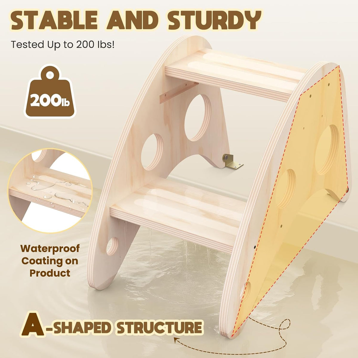 Seller 128 - Toddler Wooden Hidden Step Stool - New