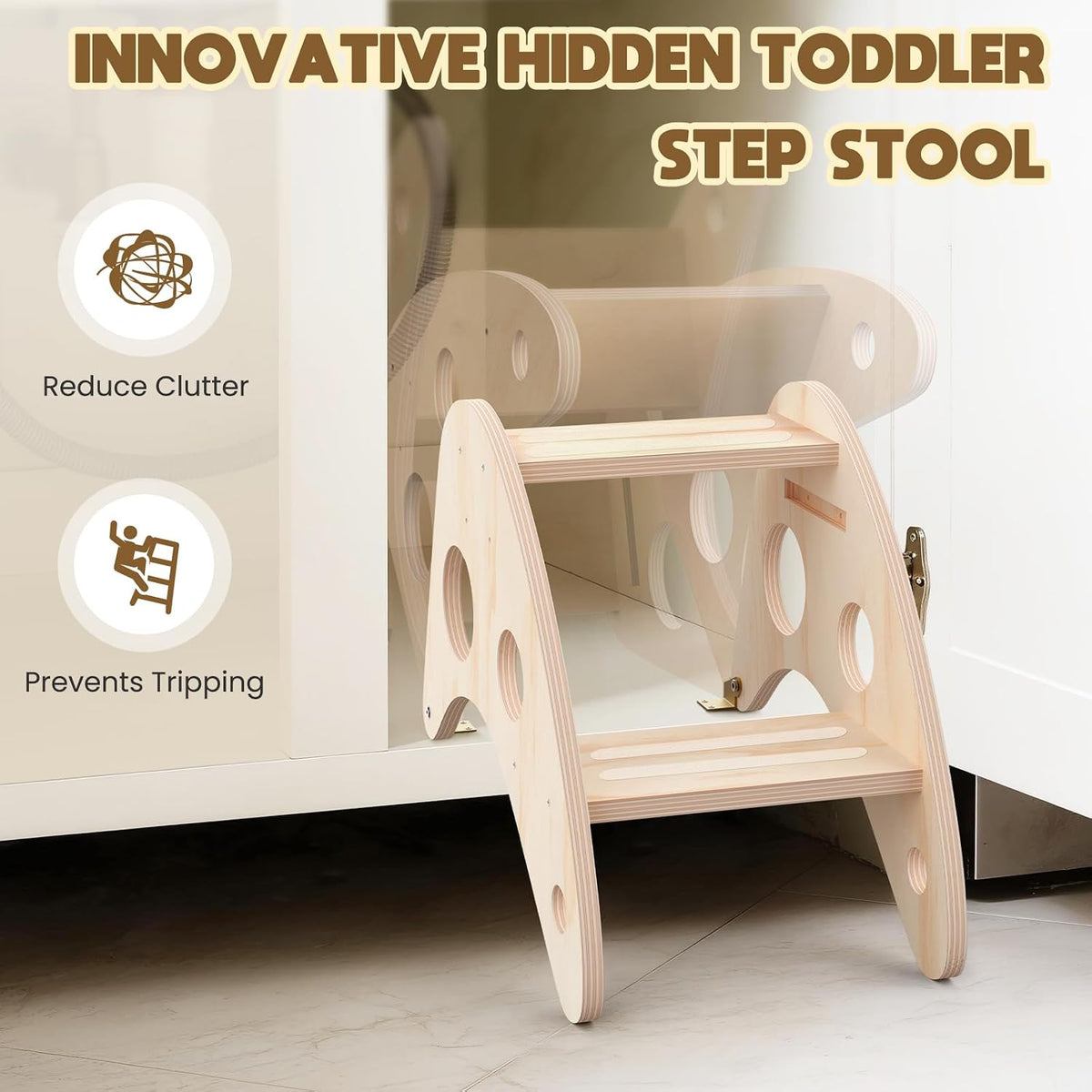 Seller 128 - Toddler Wooden Hidden Step Stool - New