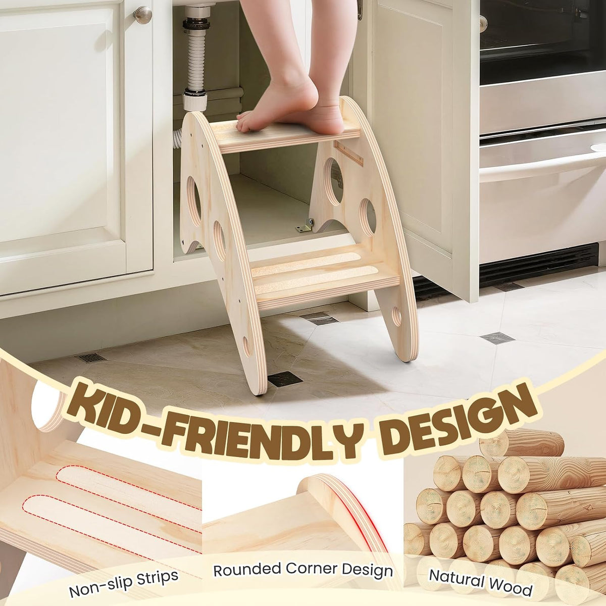 Seller 128 - Toddler Wooden Hidden Step Stool - New