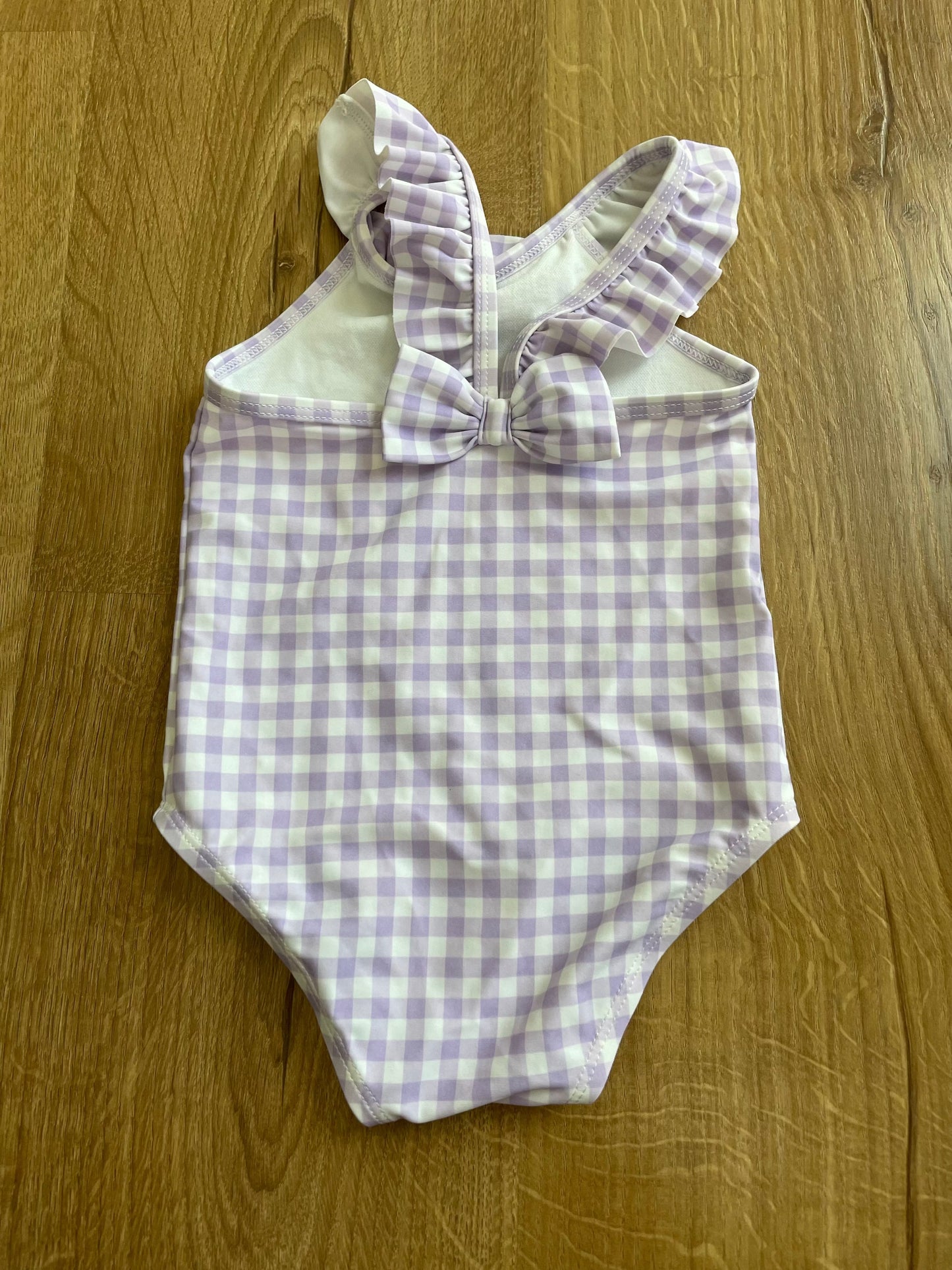 #6 - Carters Girl's One Piece Bathing Suit, 12 month, Purple Gingham