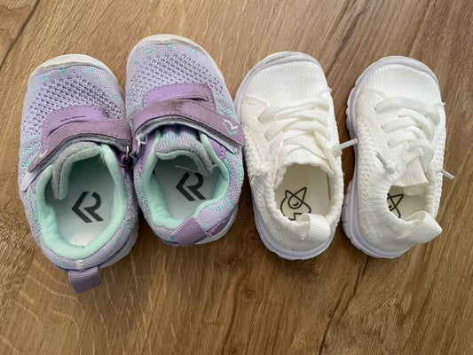 #6 - 2 Pairs of Girls Sneakers, Purple & White, size 6-12 months