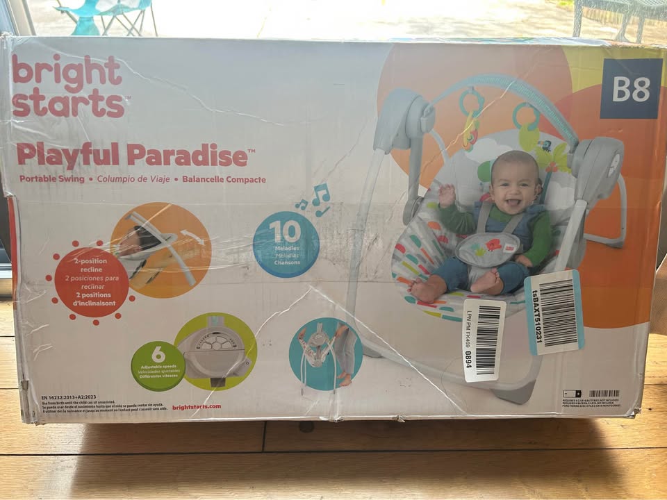 Seller 128 - Bright Starts Playful Paradise Compact Swing - New in Box!