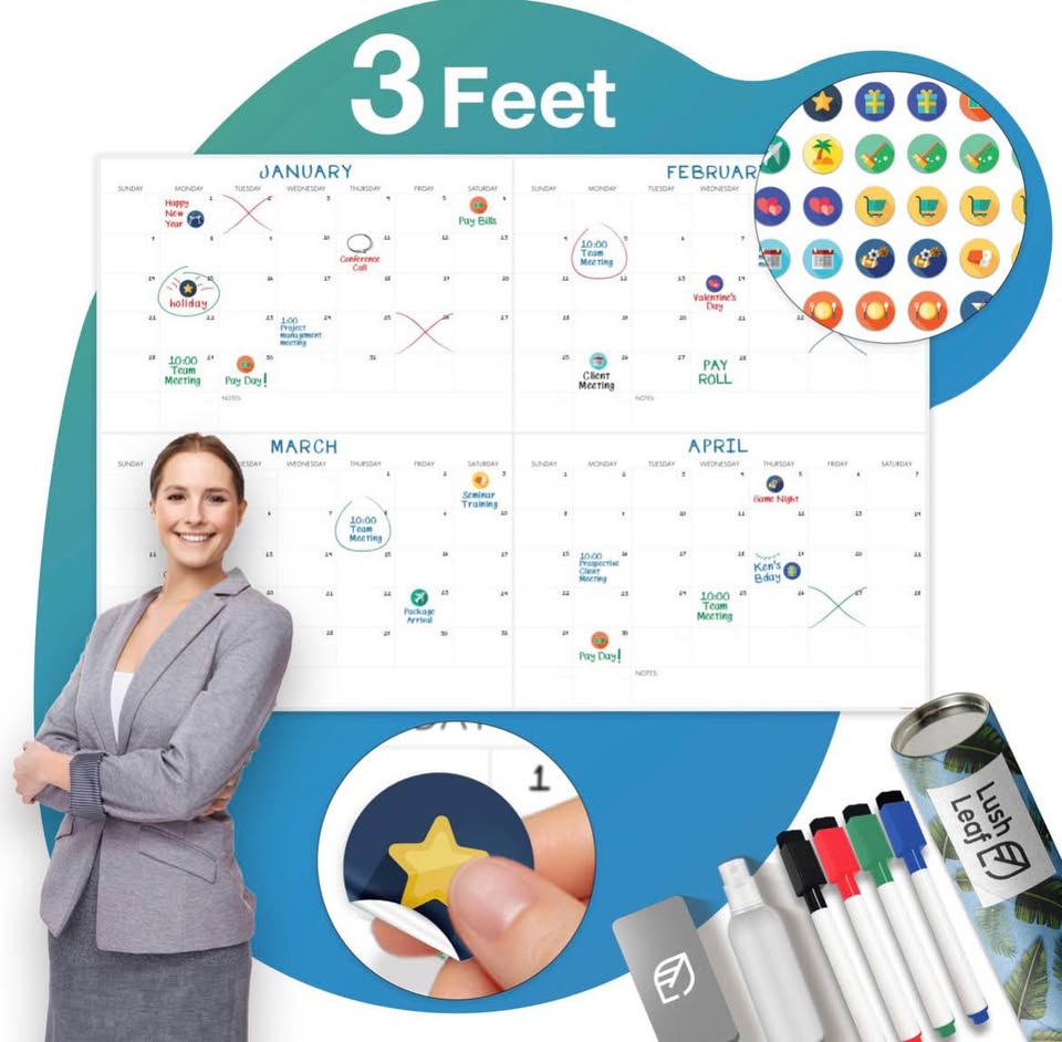 Seller 128 - Dry Erase 4 Month Calander