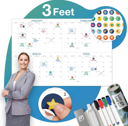 Seller 128 - Dry Erase 4 Month Calander