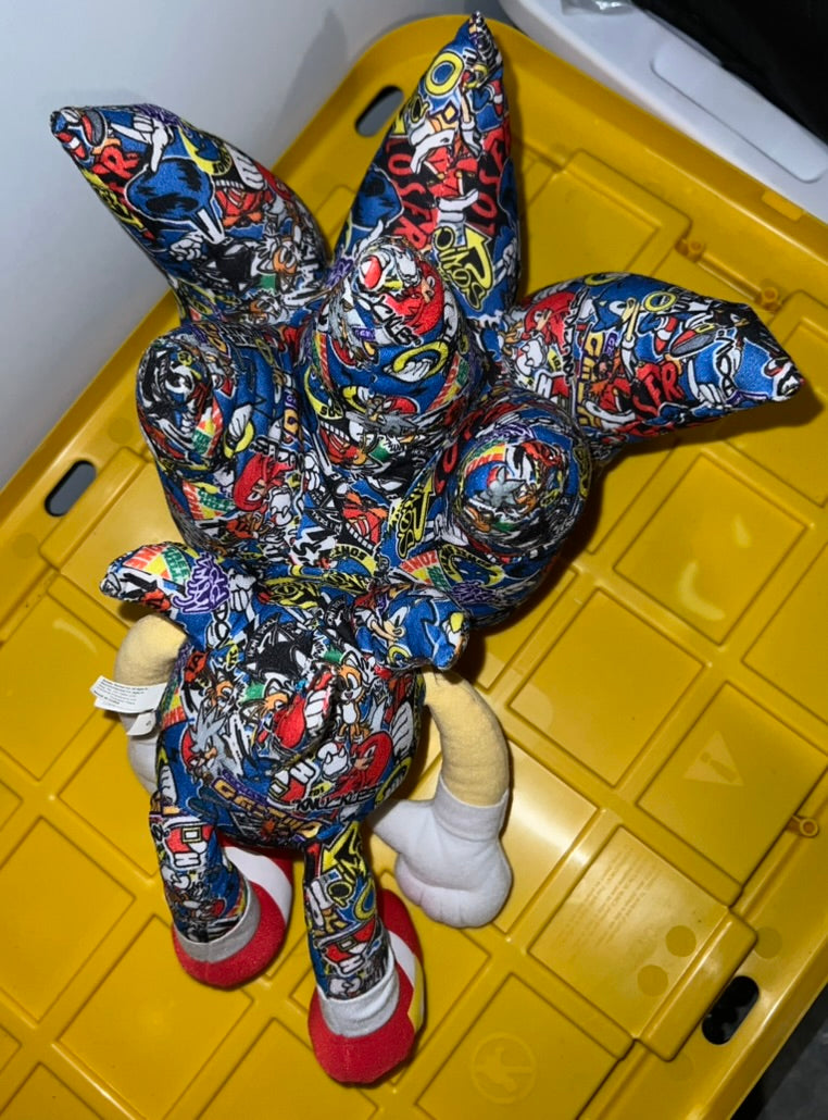 Seller #76 - Sonic The Hedgehog Plush Large 18" Toy Factory Sticker Bomb Sega Stuffed Animal