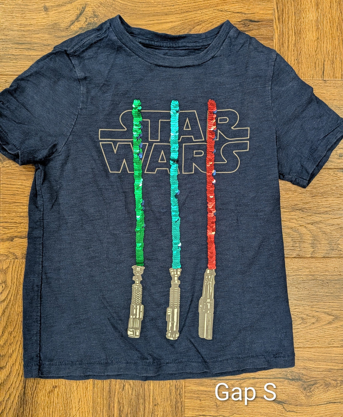 #3 Gap size S, Star Wars sequin lightsaber tshirt
