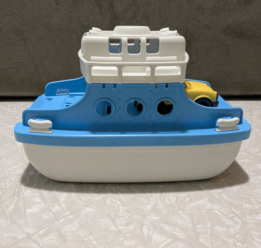 #61 Green Toys Blue/White Ferry Boat with Yellow Car