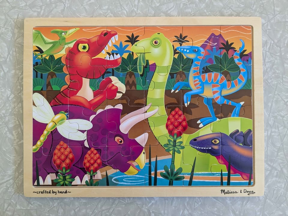 #61 Melissa & Doug 24 Piece Wooden Jigsaw Puzzle - Prehistoric Sunset Dinosaur