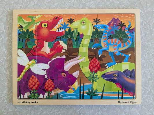 #61 Melissa & Doug 24 Piece Wooden Jigsaw Puzzle - Prehistoric Sunset Dinosaur