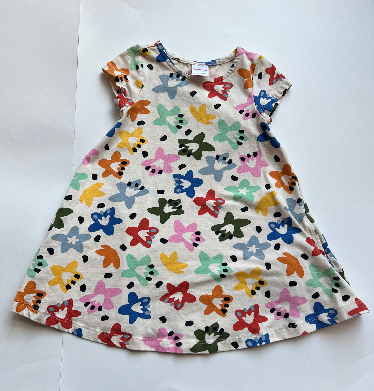 #77B Girls 90 (3T) Hanna Rainbow Flower Dress with Pockets