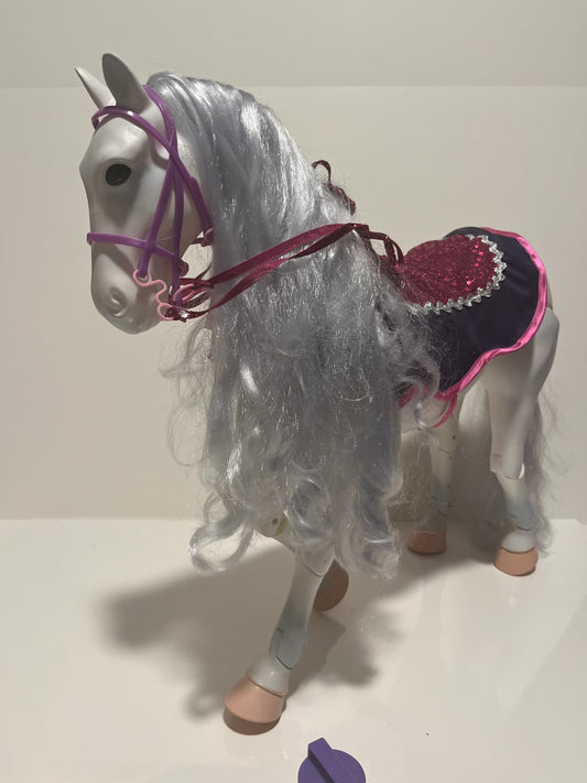 #121 Our Generation 12" Glitter and Hearts Andalusian Horse, EUC