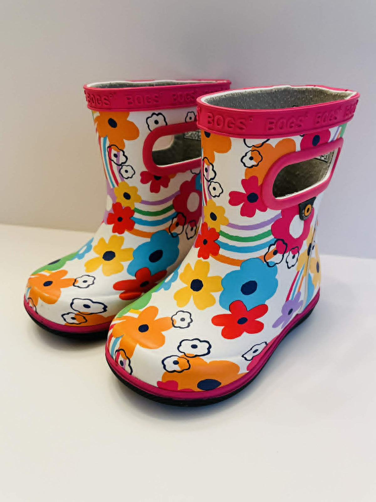 #54 - Girls Size 4 Bogs Flower Rainboots