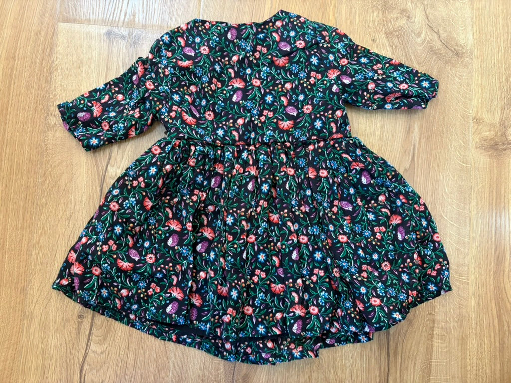 #6 - Old Navy Girls Black & Floral Dress - 18-24 months