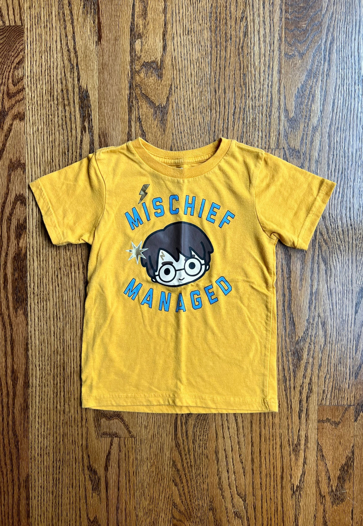 Seller #115 - Harry Potter 4T "Mischief Managed" Yellow Tee, EUC