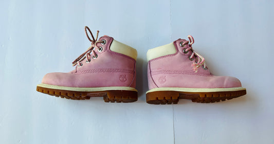 #77B Girls Toddler Shoe Size 8 Timberland Pink Suede Ankle Boots