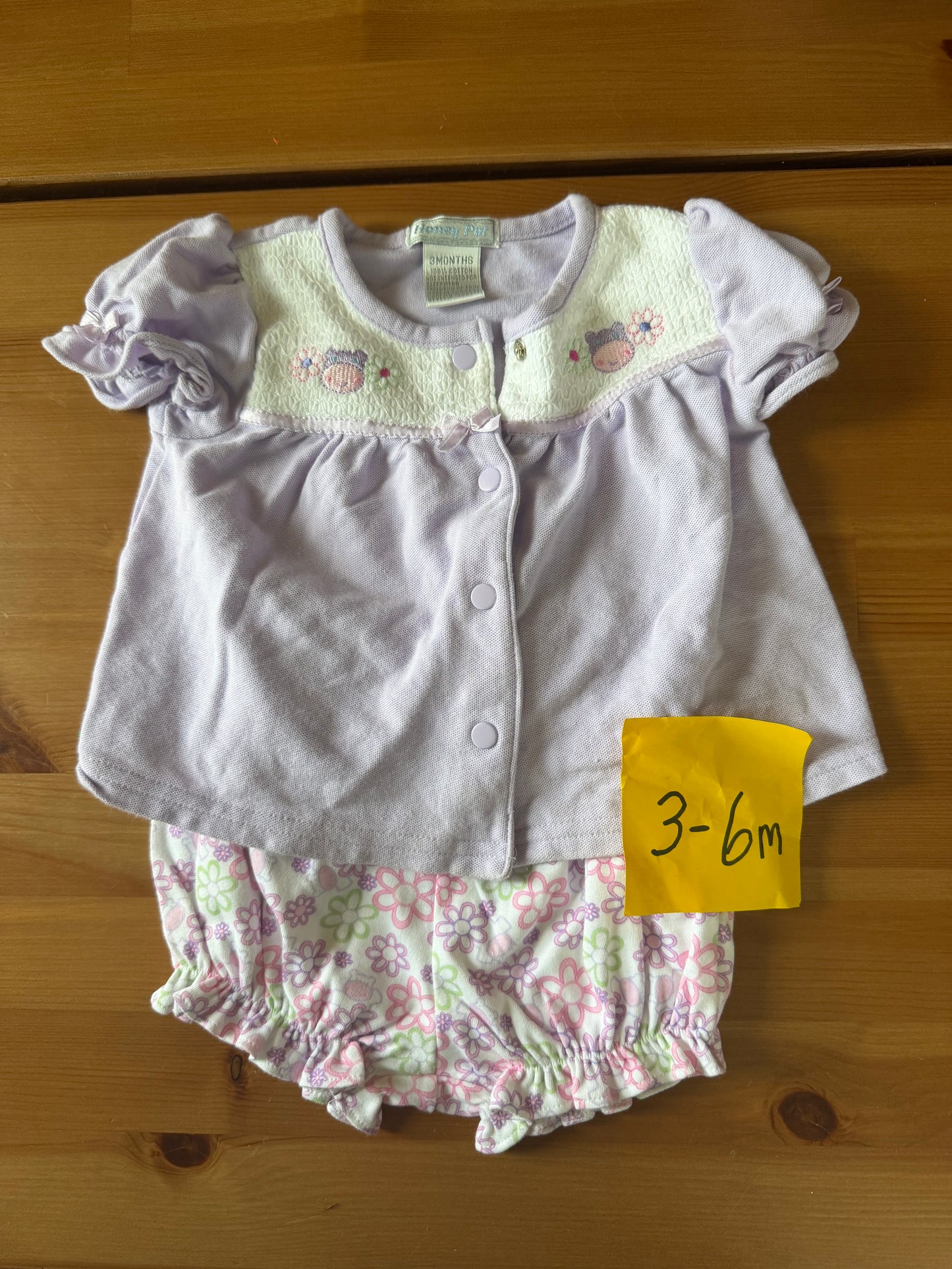Seller #94 Baby Girl 3-6 Month Boutique Purple Hippo Outfit