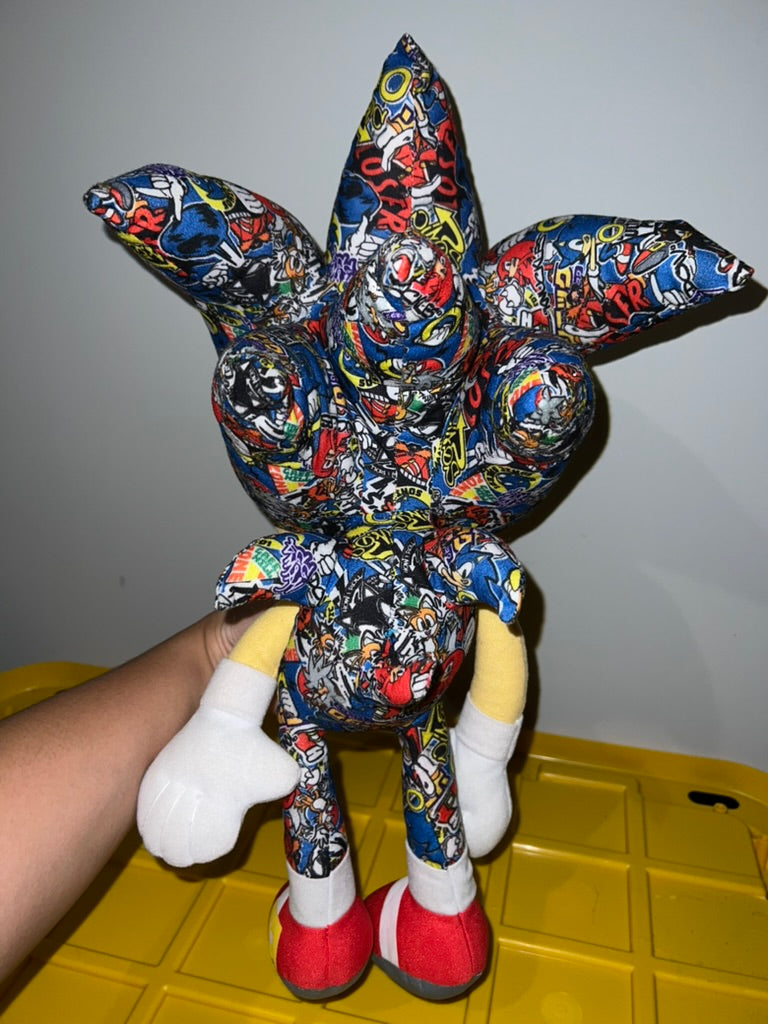 Seller #76 - Sonic The Hedgehog Plush Large 18" Toy Factory Sticker Bomb Sega Stuffed Animal