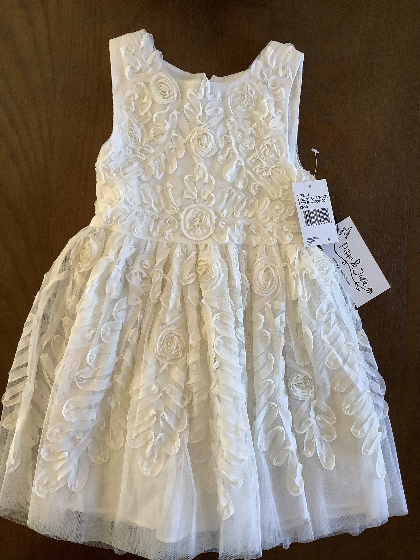 White floral Flower Girl Dress Size 4T