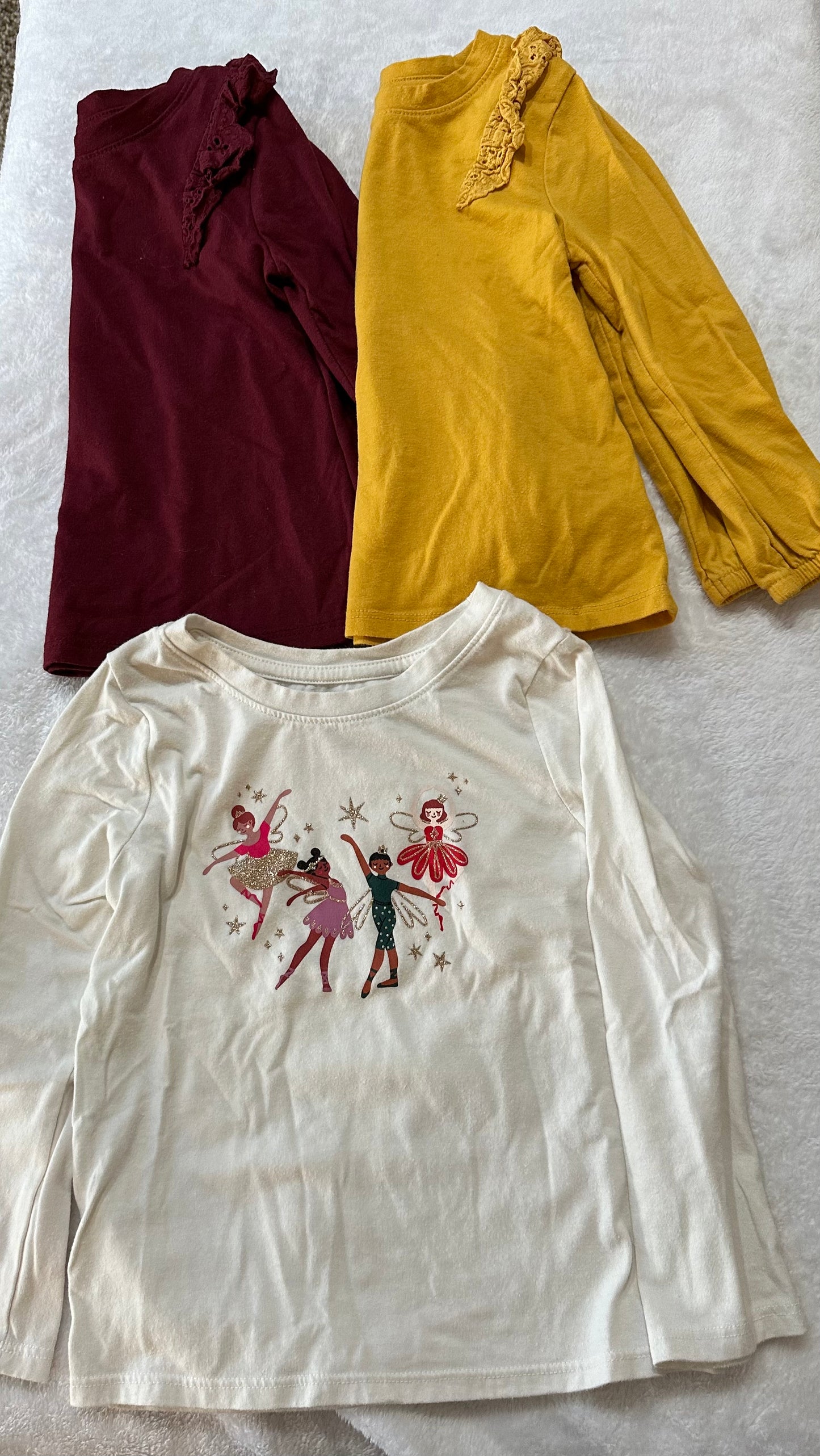 Girls 3T Cat and Jack set of 3 long sleeve shirts