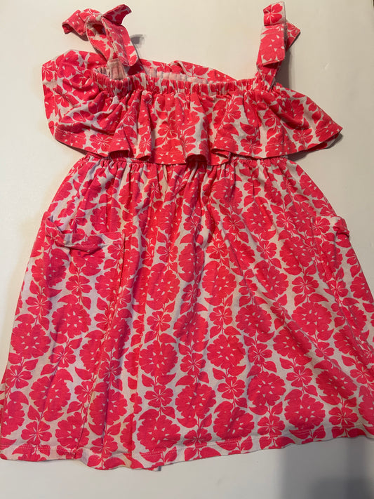 Carters 5T bright pink and white print dress 45227