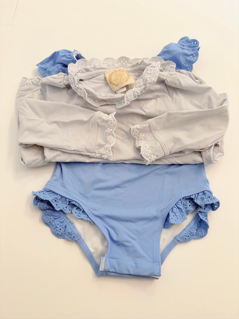 (#25) TBBC | EUC | 3t | blue ruffle snap swim| 45227