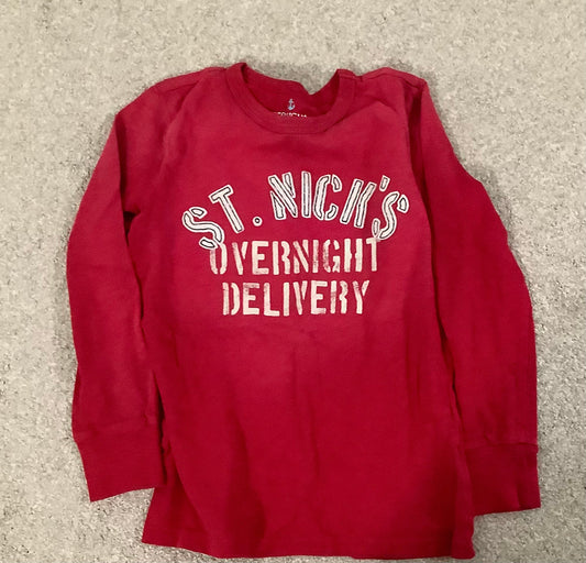 #130 Crewcuts Long Sleeve St Nick Shirt Sz 6-7