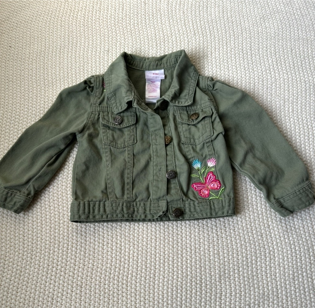 #146 Nanette Kids Butterfly Olive Green Cargo Jacket Girls 24M