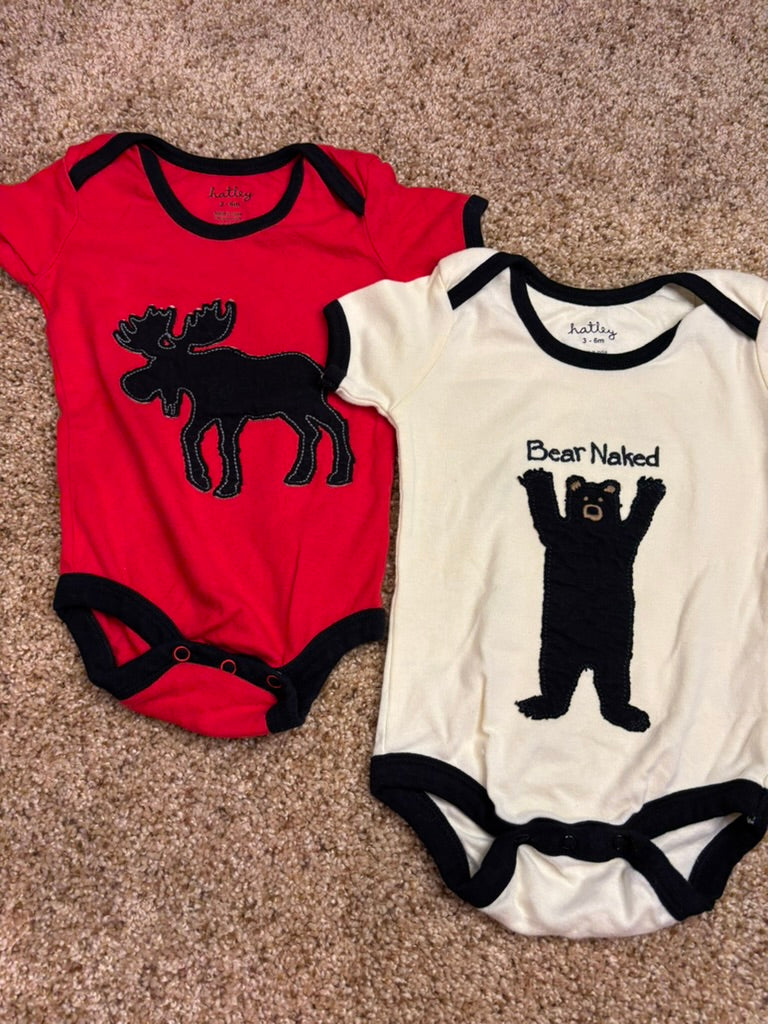 #86A boys 3-6 mo Hatley onesies