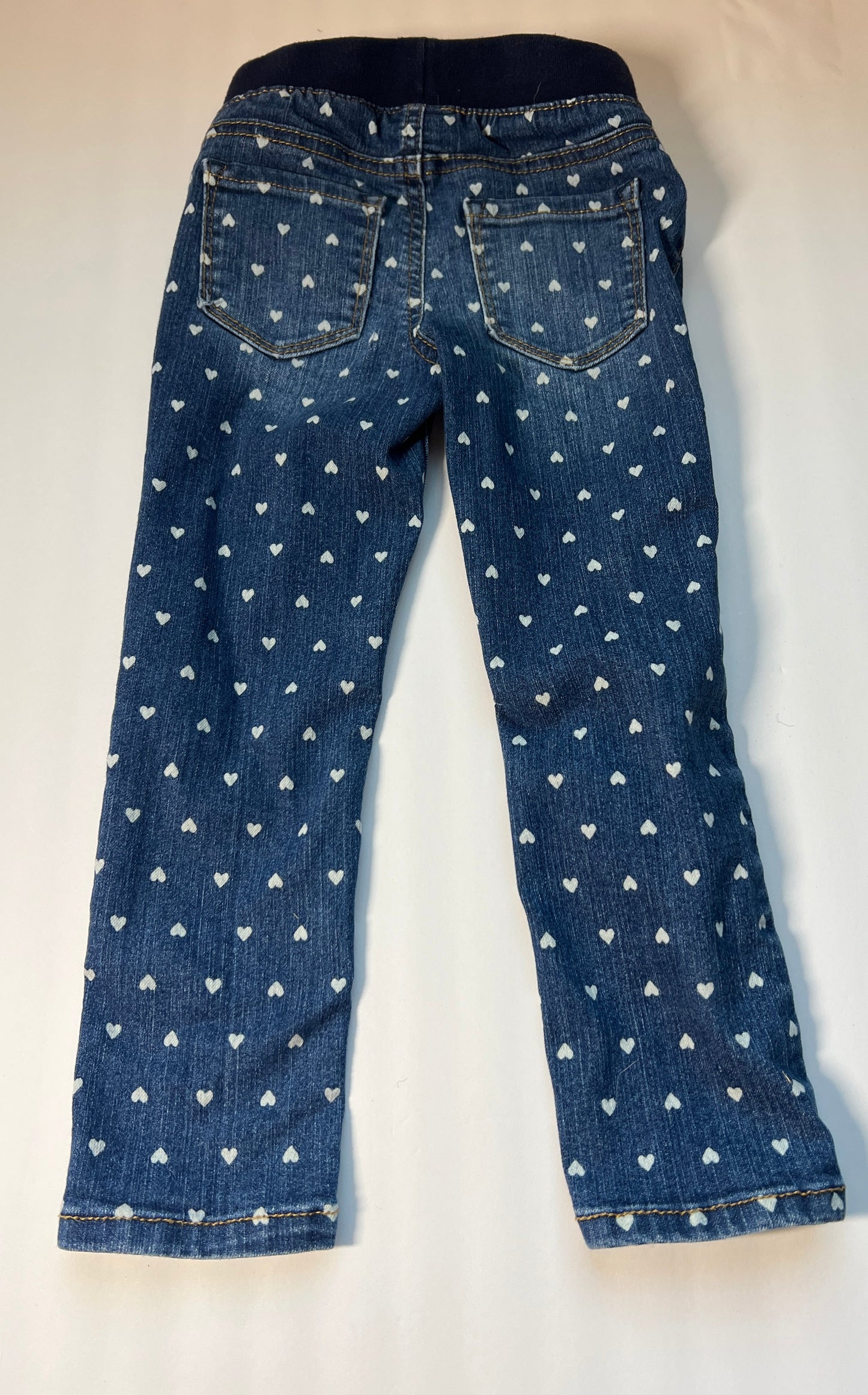 #180 Set of Girls 4T Cat & Jack Jean with Stars and Jegging with Hearts with Elastic Waistband