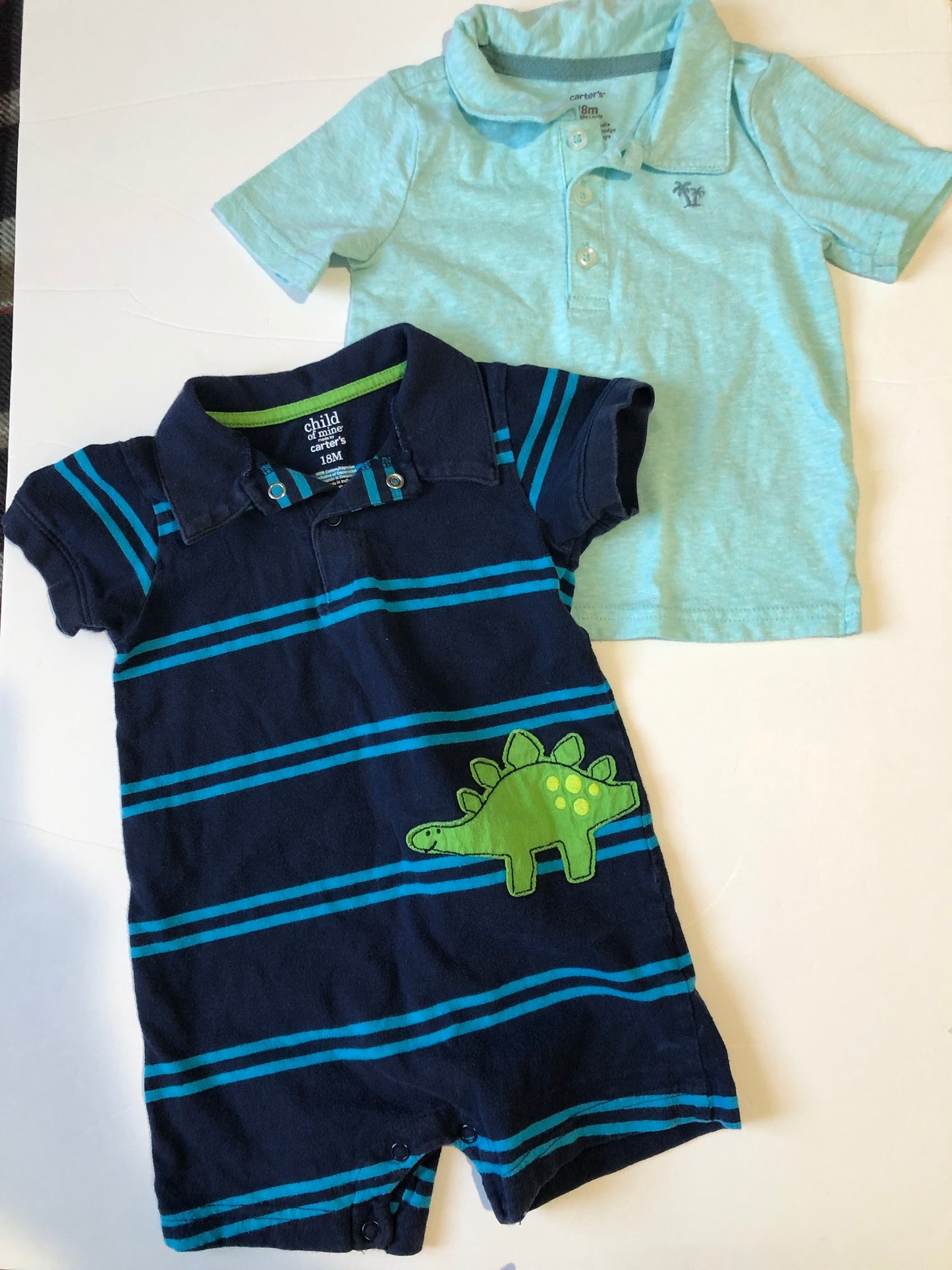 18 month boy romper and polo shirt set
