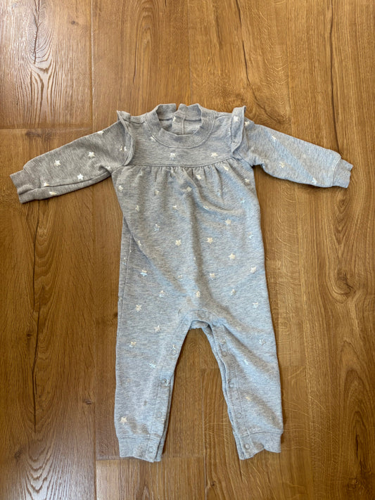 #6 - Carters Girls Grey Romper with Stars - 18 months