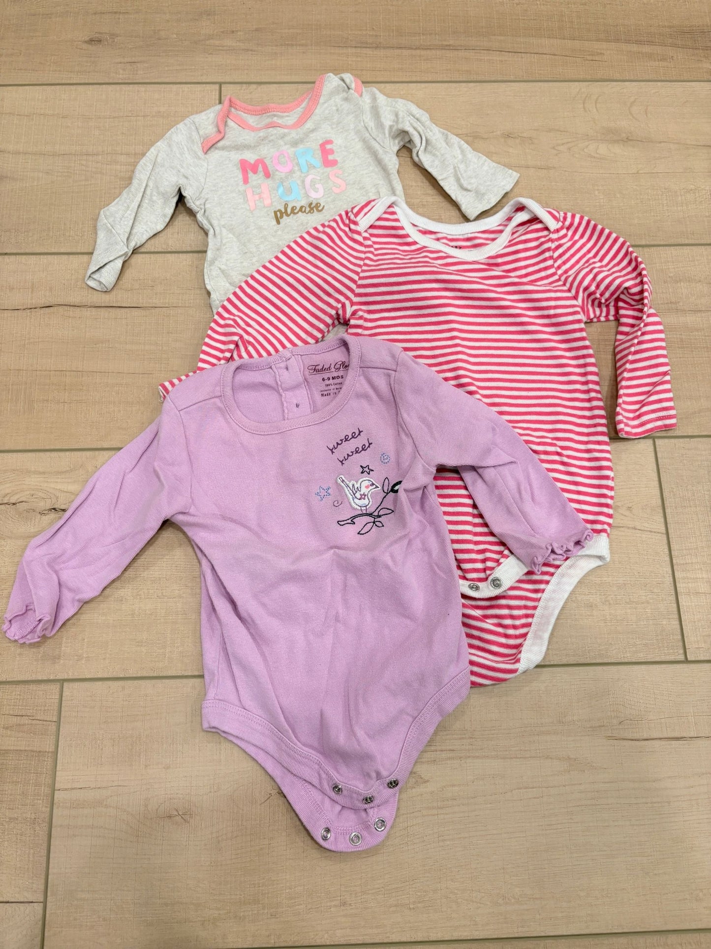 #37 REDUCED-6-9M Girls Mixed Brands Long Sleeve Bodysuit Onesies