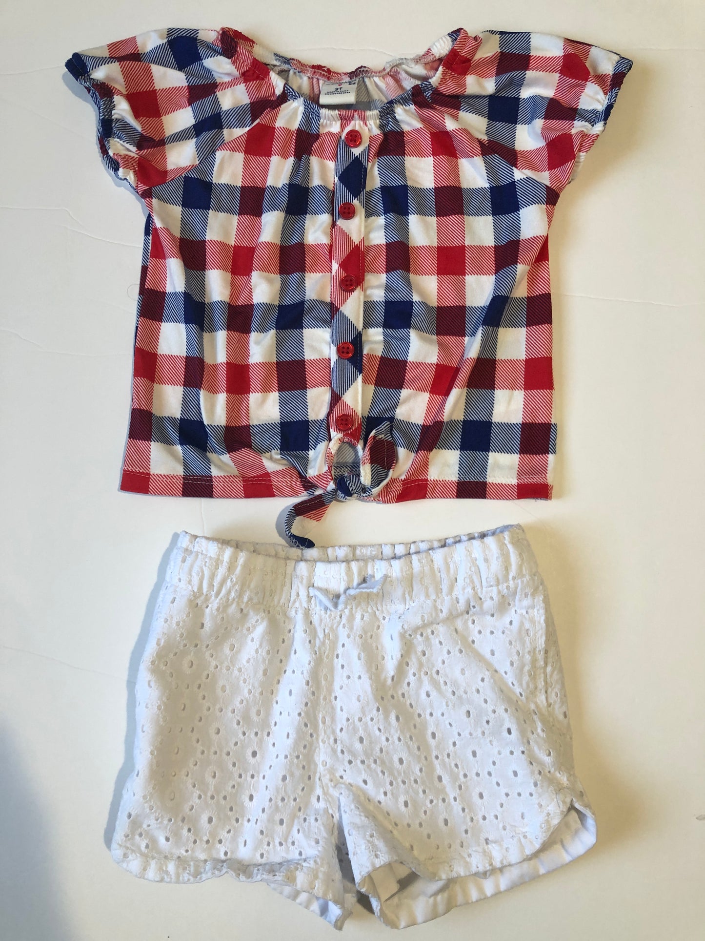 REDUCED PRICE 3 t girl forth of July summer t shirt and short set.