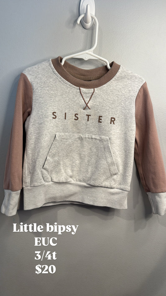 #44 3-4t little bipsy sister crew REDUCED