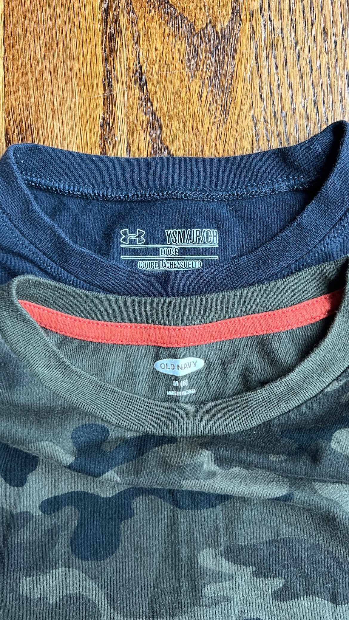 Seller #115 - REDUCED Under Armour / Old Navy Boys Size S/M Black & Camo T-Shirt Bundle, VGUC/GUC