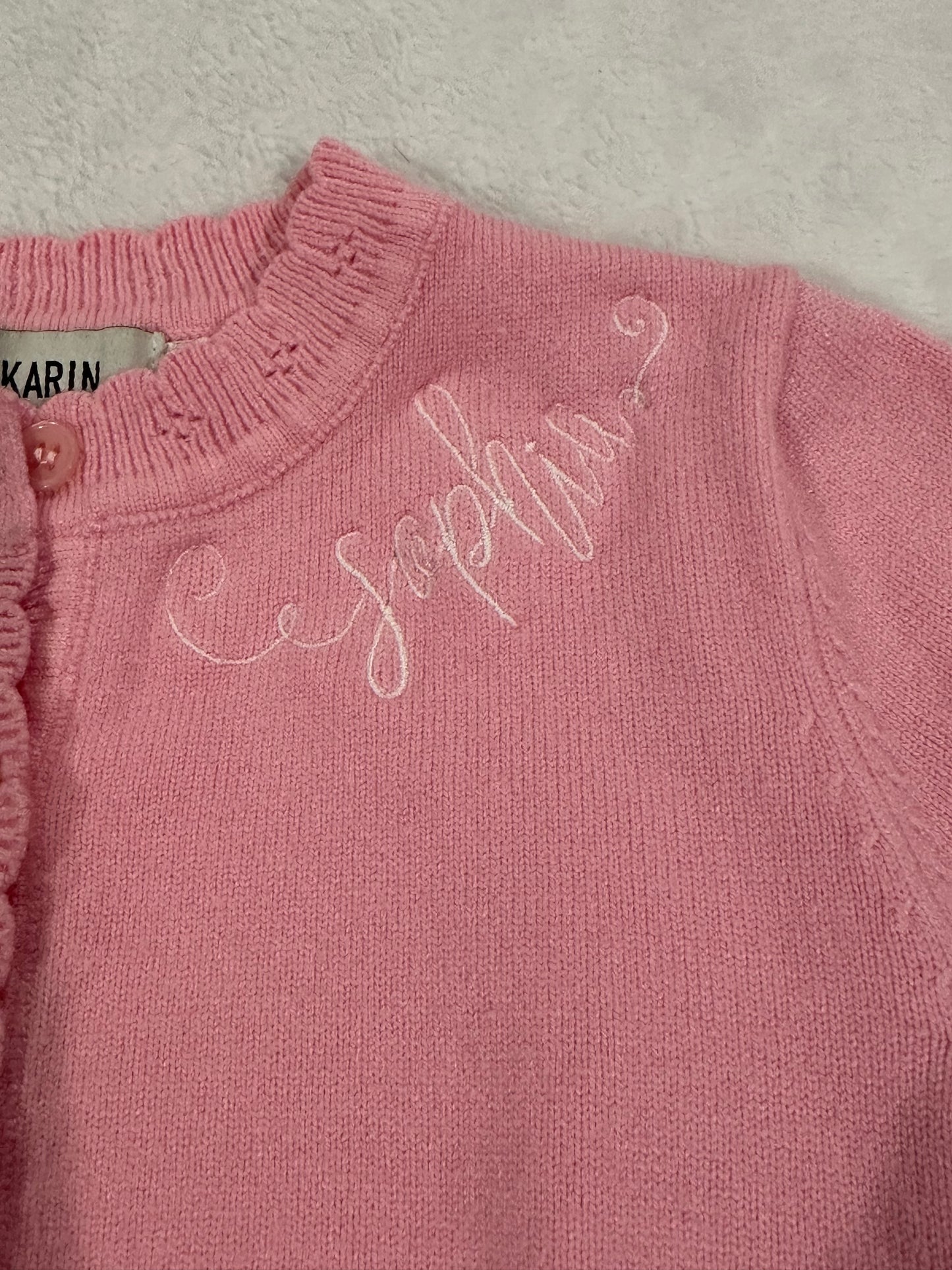 Girls 3T Grace Karin pink cardigan with Sophia monogram