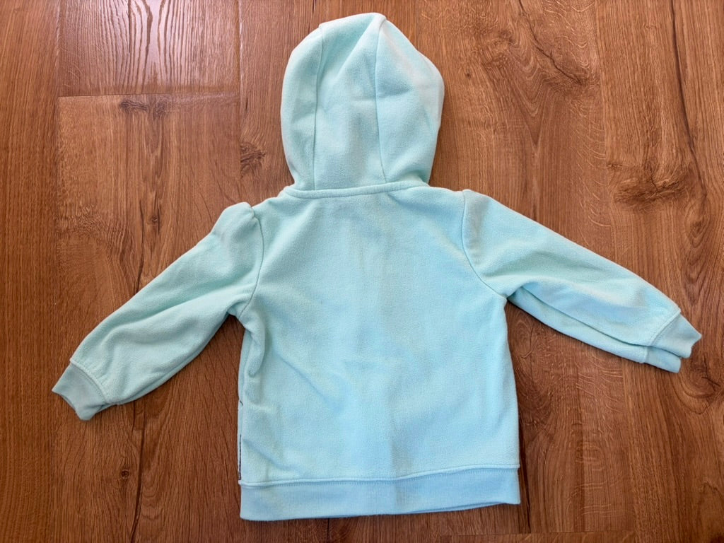 #6 - Carters Simple Joys Girls Teal Fleece Hoodie with Unicorns - 18 months
