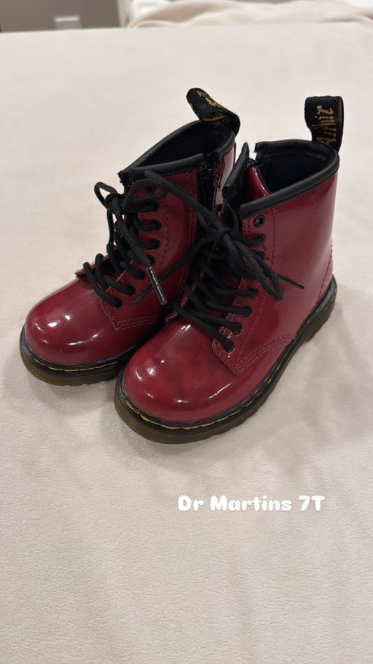 #145 Doc Martins patent combat boots Size 7T EUC