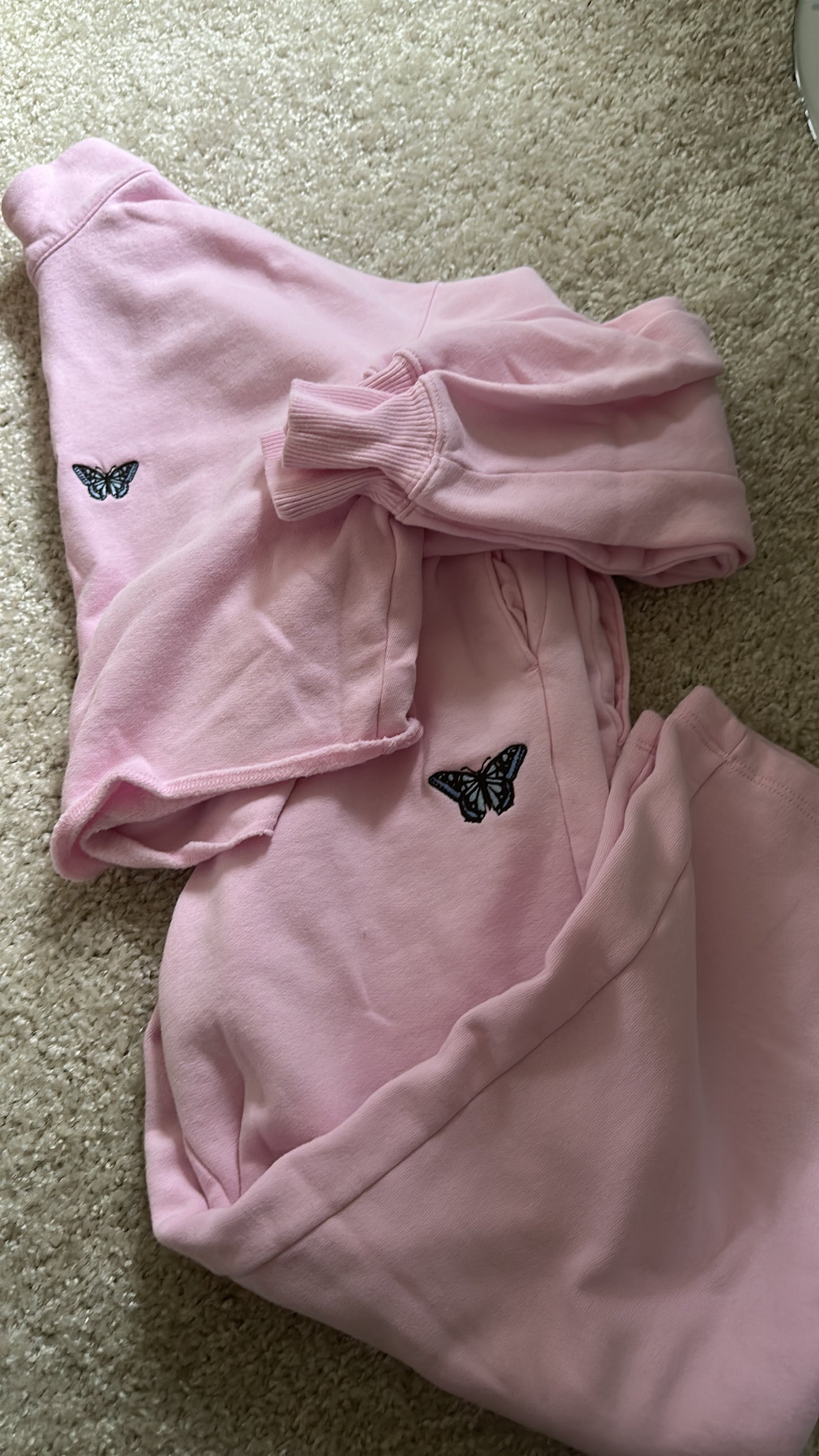 Hollister XS Pink Butterfly Sweatshirt and Sweatpants