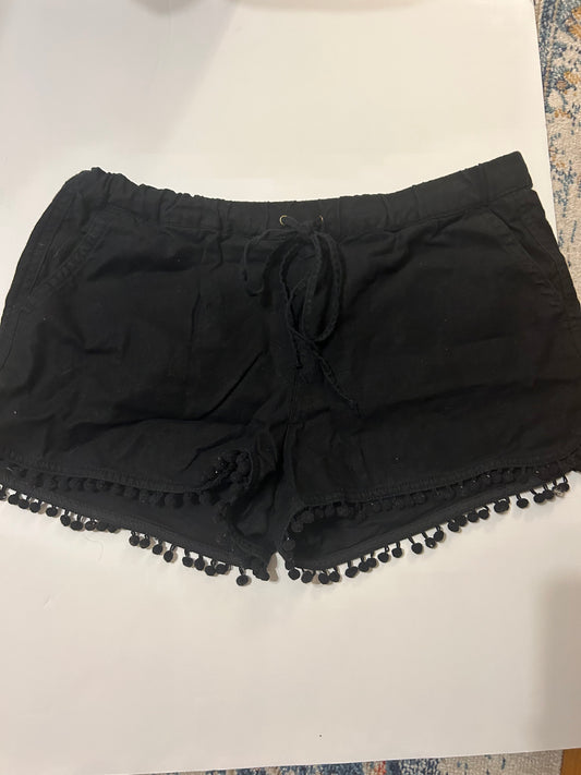 REDUCED J.Crew size Medium black thicker linen shorts with tassels 45227